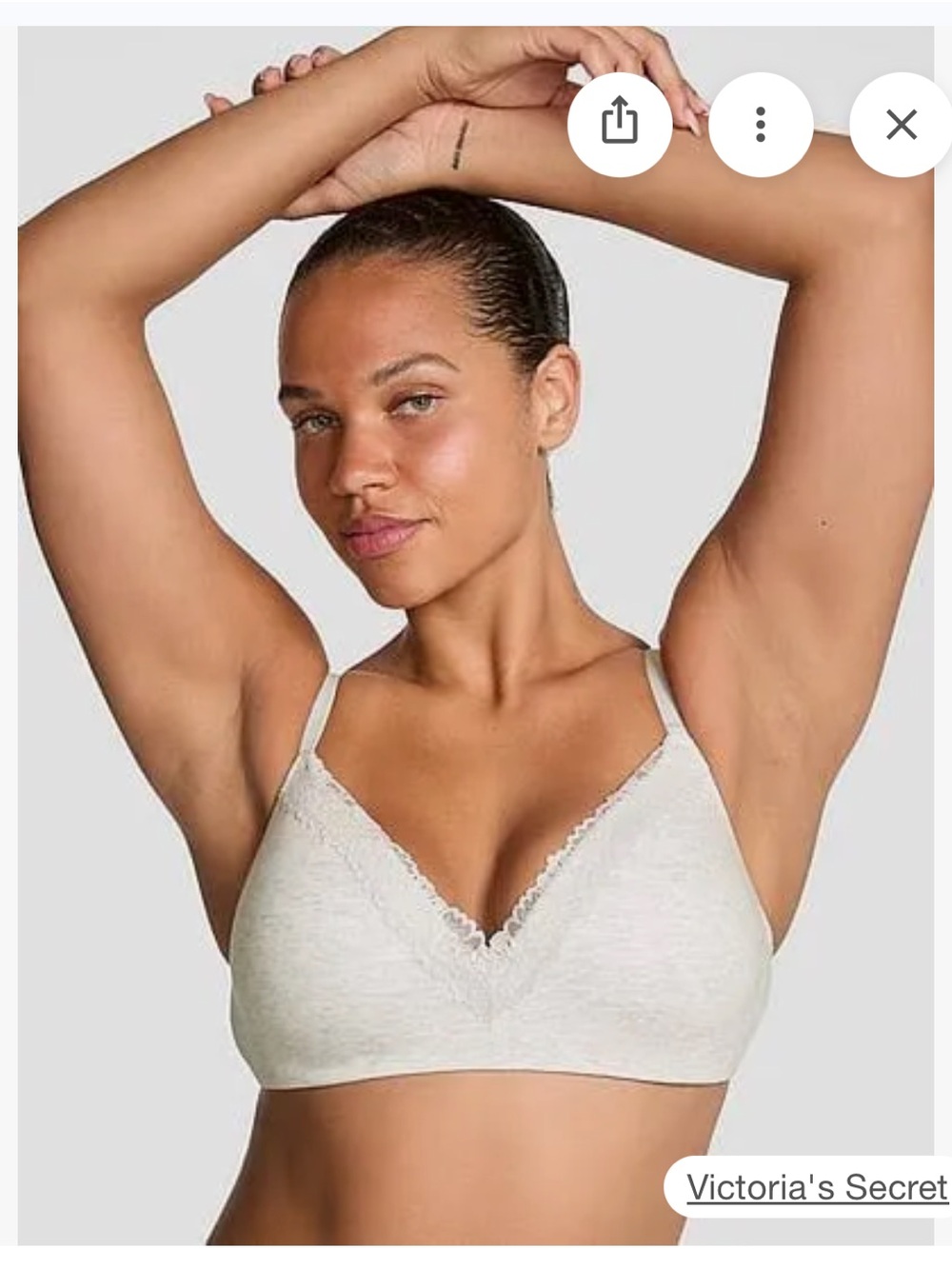 Victoria's Secret Lace-Trim Wireless Bralette in Heathered Cream